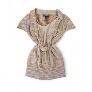 Sparkly Layered INC International Concepts Cowl Neck Short Sleeve Knit Top